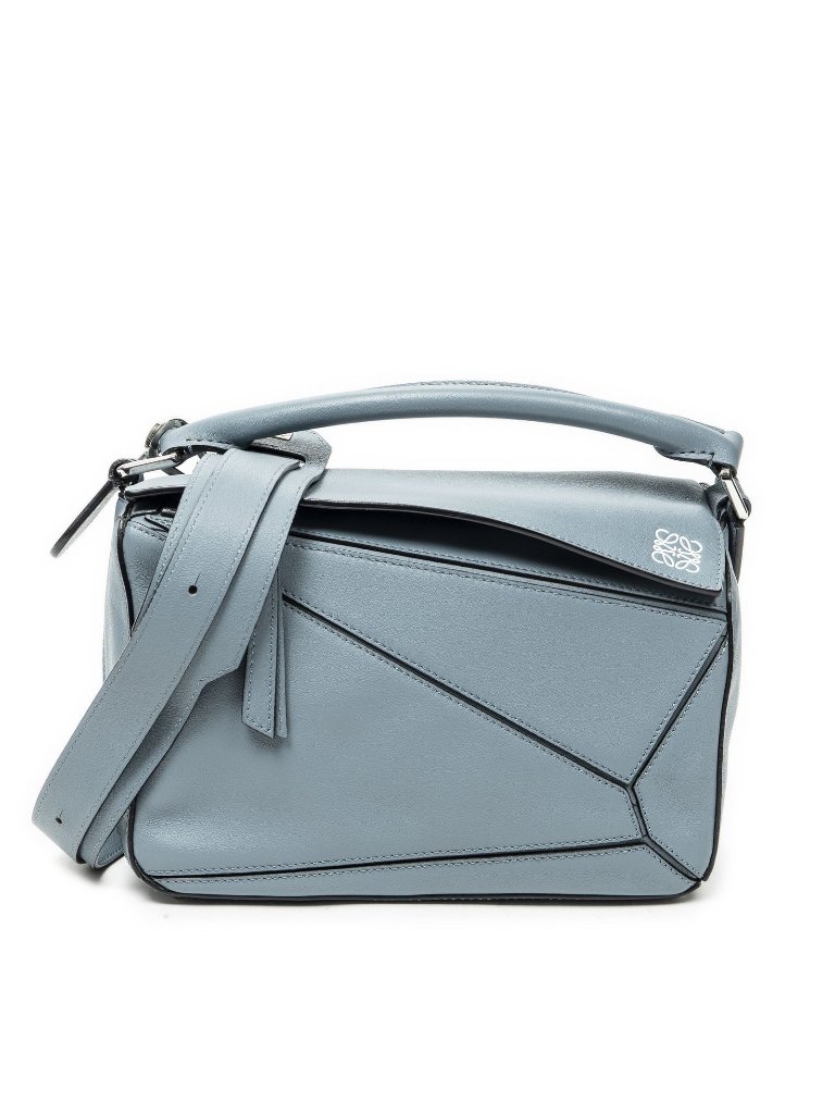 Loewe Mini Puzzlebag Dusty Blue Calfskin Leather Shoulder